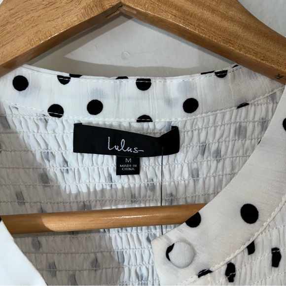NWT Lulus Genuine Adoration White Polka Dot Babydoll Dress Sz M Shift Sleeveless - Picture 6 of 11